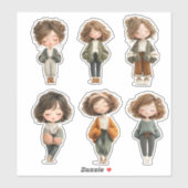 Cute Chibi Girl Sticker Sheet – Closed Eyes Poses シール (シート)