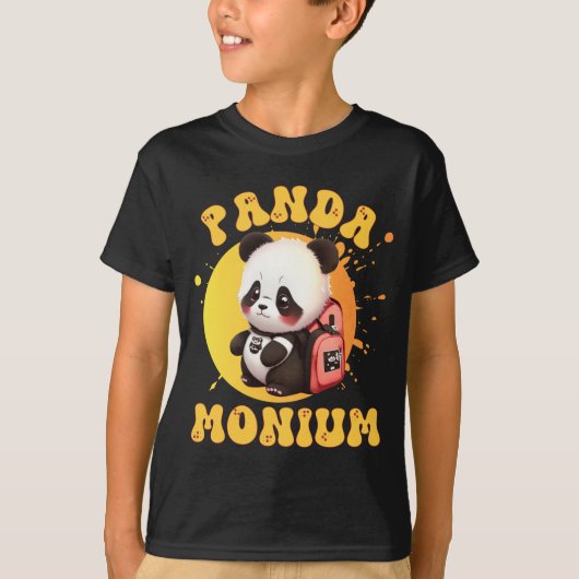 Cute Chibi Kawaii Panda Name School Year On Back B Tシャツ (正面)