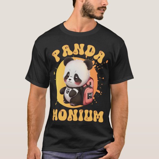 Cute Chibi Kawaii Panda Name School Year On Back B Tシャツ (正面)