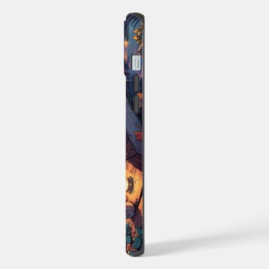 Cute Chibi Kitten at the Harbor Sunset – Whimsical iPhoneケース (左側面)