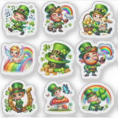 Cute Chibi Leprechaun Lucky Shamrock Set シール (正面)