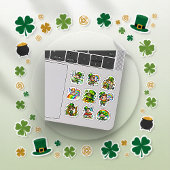Cute Chibi Leprechaun Lucky Shamrock Set シール