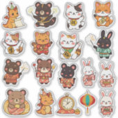 Cute Chibi Lunar New Year Animals Vinyl Stickers シール (正面)