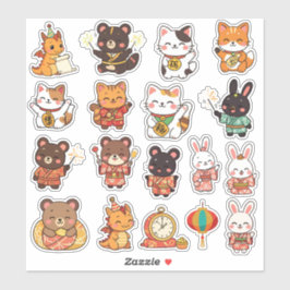 Cute Chibi Lunar New Year Animals Vinyl Stickers シール