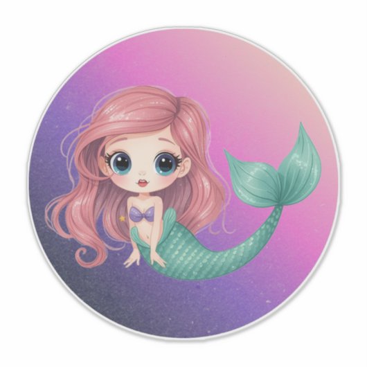 Cute Chibi Mermaid Sticker シール (正面)
