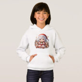 Cute Chibi Santa Girls' Christmas Pullover Hoodie (正面フル)