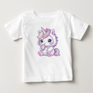 Cute chibi unicorn t-shirt ベビーTシャツ
