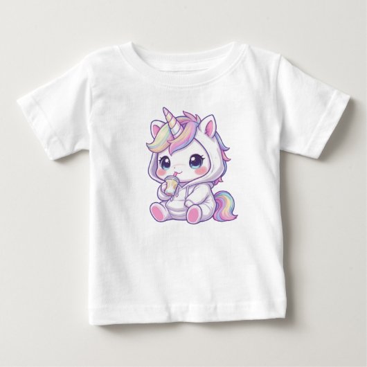 Cute chibi unicorn t-shirt ベビーTシャツ (正面)