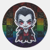 Cute Chibi Vampire Halloween Character Sticker ラウンドシール (正面)