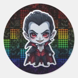 Cute Chibi Vampire Halloween Character Sticker ラウンドシール