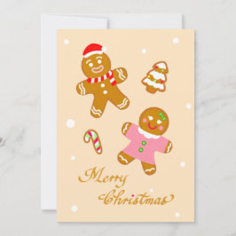 Cute Chic Christmas Gingerbread Flat Holiday Card シーズンカード