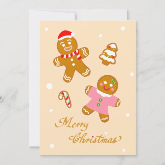 Cute Chic Christmas Gingerbread Flat Holiday Card シーズンカード (正面)