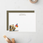 Cute Chic Lion Cocoa Brown Nursery Thank You ノートカード (正面/裏面インサイチュ)