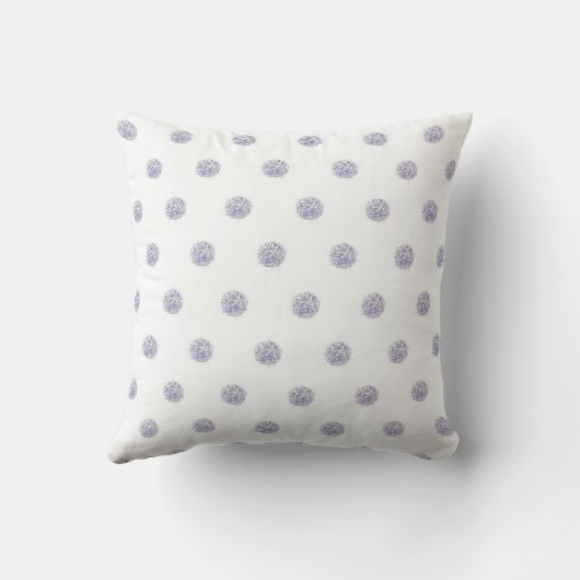 Cute Chic Pattern Flower Lavender Polka Dot クッション (裏面)