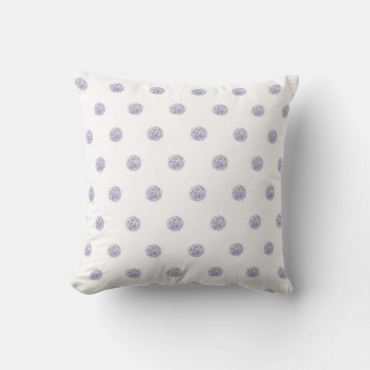 Cute Chic Pattern Flower Lavender Polka Dot クッション (正面)