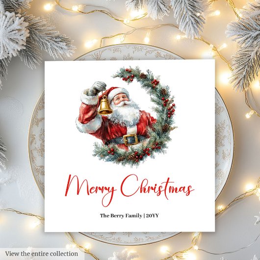 Cute Chic Santa Claus Kids Festive Merry Christmas スタンダードランチョンナプキン