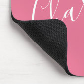 Cute Chic Script Typography Name Bright Pink マウスパッド (コーナー)