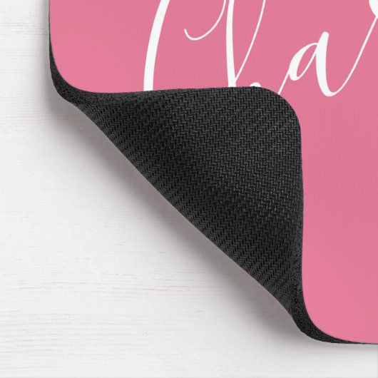Cute Chic Script Typography Name Bright Pink  マウスパッド (コーナー)