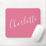 Cute Chic Script Typography Name Bright Pink  マウスパッド<br><div class="desc">Minimalist Script Typography Name in Bubblegum Pink Mouse Pad</div>
