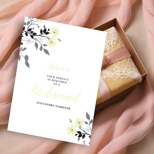 Cute Chic Yellow Floral Bunch Wedding Bridesmaid 招待状