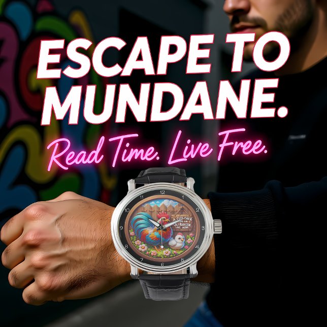 Cute Chick and Old Rooster. 腕時計 (クリエイターアップロード済み)