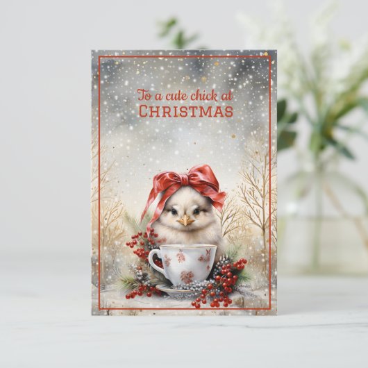 Cute Chick Christmas  カード (スタンド正面)