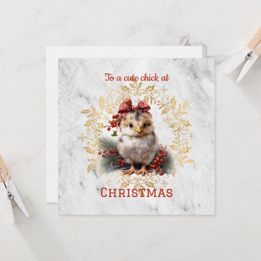 Cute Chick Christmas  カード (正面/裏面インサイチュ)