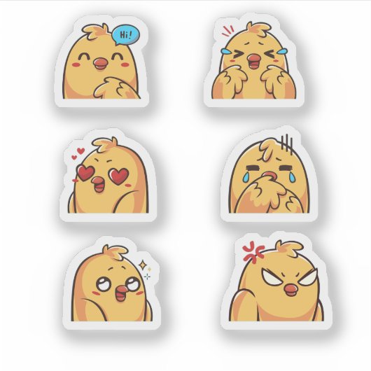 Cute Chick Emotions Sticker Set シール (正面)