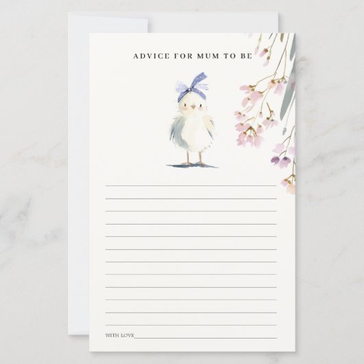 Cute Chick Farm Floral Advice For Mum Baby Shower (正面)