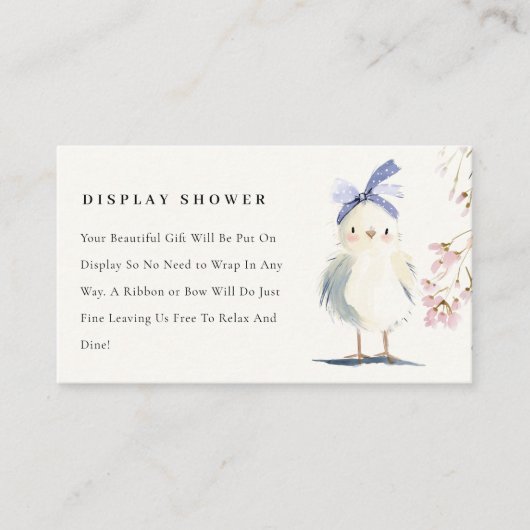 Cute Chick Farm Floral Display Shower Baby Shower エンクロージャーカード (正面)