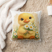 Cute Chick Flower Pillow Kawaii Easter Nursery Dec クッション (ブランケット)