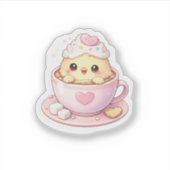 Cute Chick in Coffee Cup Kawaii Sticker シール (正面)