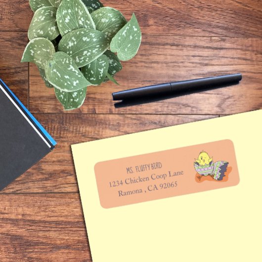 Cute Chick in Egg Shell Return Address Labels ラベル