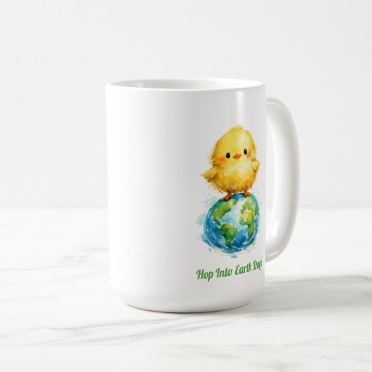 Cute Chick on Globe - Easter & Earth Day Design コーヒーマグカップ (正面右)