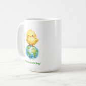 Cute Chick on Globe - Easter & Earth Day Design コーヒーマグカップ (正面左)