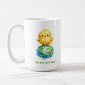 Cute Chick on Globe - Easter & Earth Day Design コーヒーマグカップ (左)