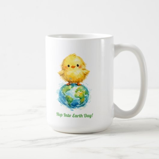 Cute Chick on Globe - Easter & Earth Day Design コーヒーマグカップ (右)