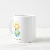 Cute Chick on Globe - Easter & Earth Day Design コーヒーマグカップ (正面左)