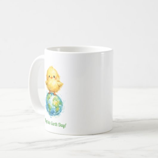 Cute Chick on Globe - Easter & Earth Day Design コーヒーマグカップ (正面左)