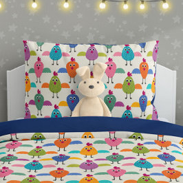 Cute Chick Pattern on Cream 枕カバー