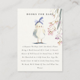 Cute Chick Watercolor Floral Books For Baby Shower エンクロージャーカード