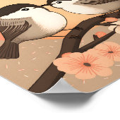 Cute Chickadee Couple Kissing Sunset ポスター (角)