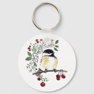 Cute Chickadee Watercolor Art キーホルダー