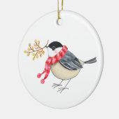 Cute Chickadee with Golden Sprig Personalized name セラミックオーナメント (左)