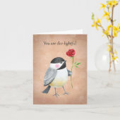 Cute Chickadee you are dee-lightful Love Valentine カード (黄色い花)