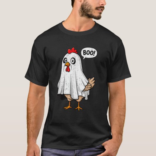 Cute Chicken Boo Happy Halloween Costume Men Women Tシャツ (正面)