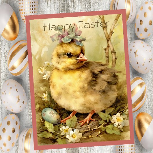 Cute Chicken Easter Eggs Forest シーズンカード