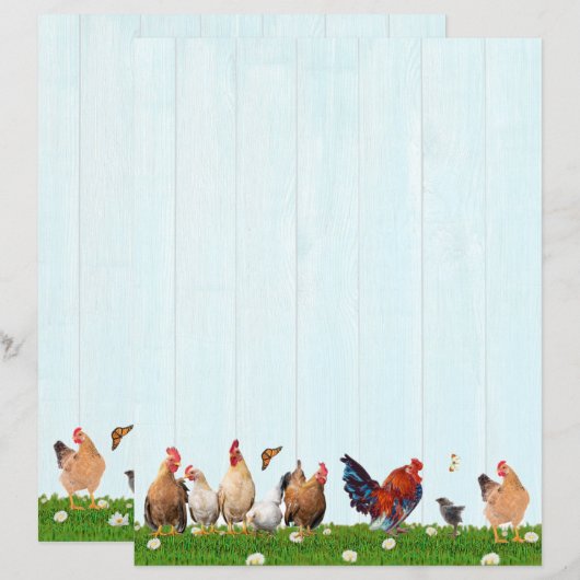 Cute Chicken Stationery - Added Cat on Back (正面/裏面)