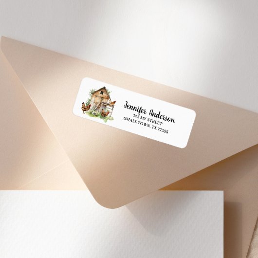 Cute Chickens Coop Barn Address ラベル