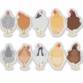 cute chickens front&back sticker set シール (正面)